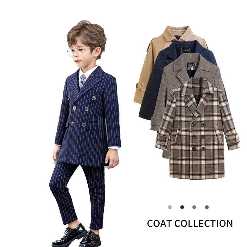 

Формальное зимнее длинное пальто для мальчиков джентльмена, детская ветрозащитная уличная куртка в британском стиле, детское свадебное пальто для фотосъемки подростков