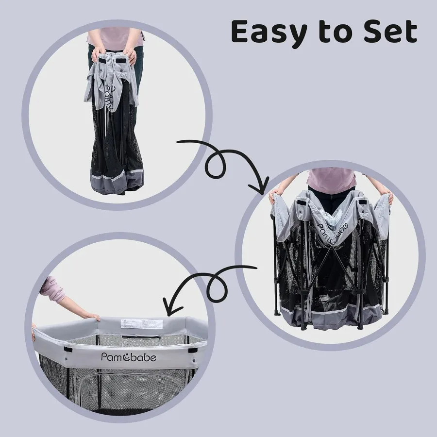 Box per bambini con baldacchino di protezione solare per uso interno ed esterno Cortile da gioco sicuro per neonati e bambini piccoli con porta con cerniera