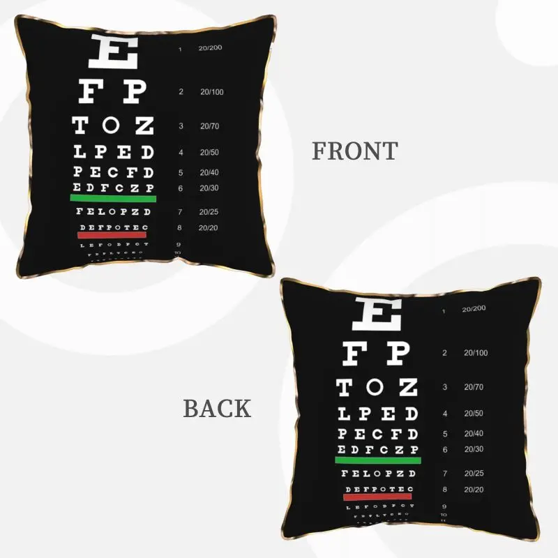 Custom Snellen Chart Eye Test Soft Velvet Throw Pillow Cover 18x18 Inch Pillow Case for Home Sofa Couch Bedroom Decorative