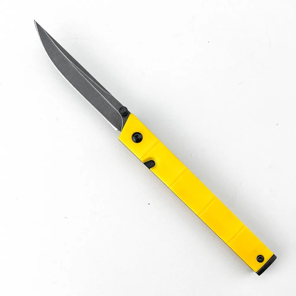 7096 Lightweight Foldable Pocket Knife Ergonomic Yellow Handle Camping Folding Knife Multi-purpose Daily Cutting Hunting Tool