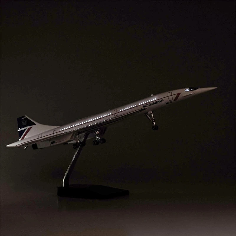 1:125 Scale Model Singapore Airlines Concorde Diecast Resin Aircraft With Wheels and Lights Gifts Collection Display Toys Fans