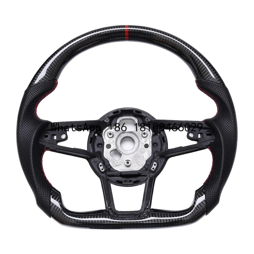 Real carbon fiber Flat Customized Sport Universal Steering Wheel For TT TTS R8