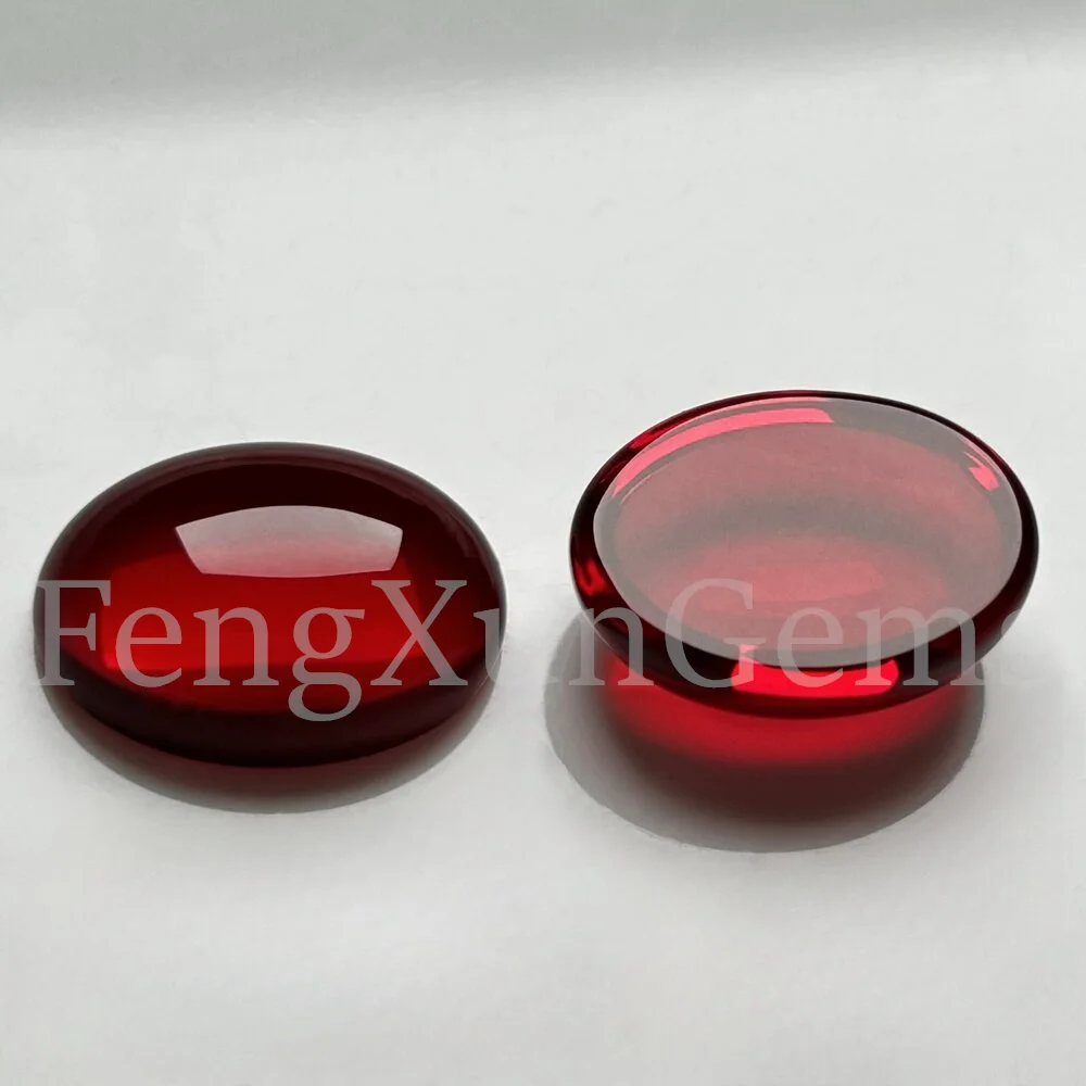 Flat Bottom 8x10~20x30mm1pcs Oval Cabochon Loose 5A Glass Stone Beads Synthetic Gems Red color for Rings DIY