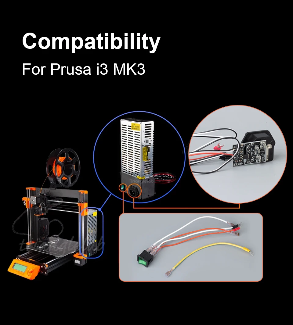 C Trianglelab ® Power Panic für Prusa I3 MK3 3D-Drucker-Kit, unterstützt Netzteil PSU – Detail 3