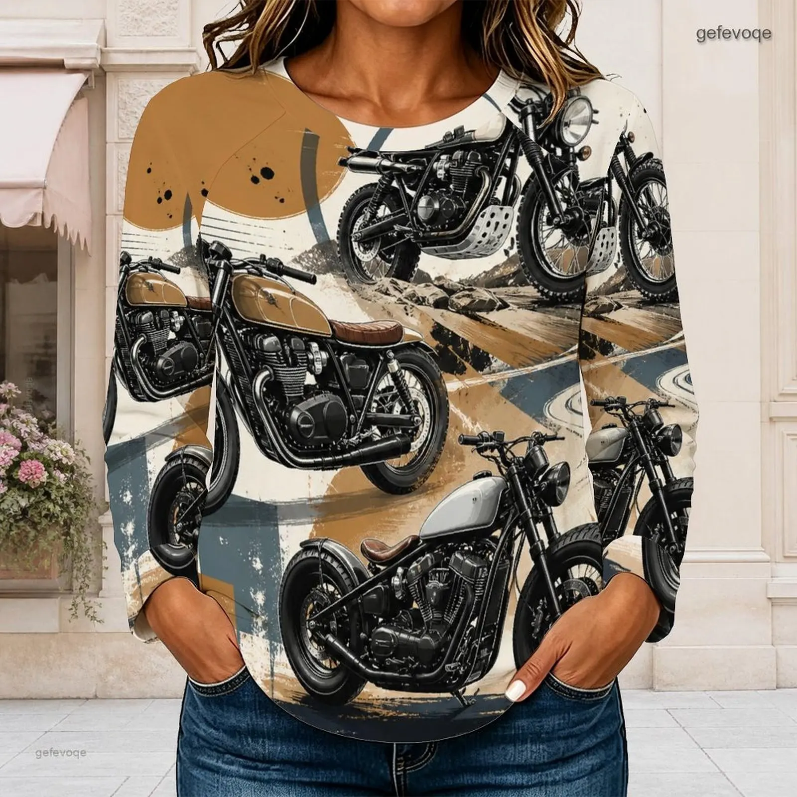 Women Crew Neck Raglan Long Sleeve T Shirt Curved Hem Loose Casual Basic Top Custom Print Ladies Daily Wear Blouse - view 6