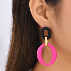 Geometric Earrings for Women Trending Candy Color Rose Red Yellow Green Fluorescent Earrings Summer Jewelry Accessories