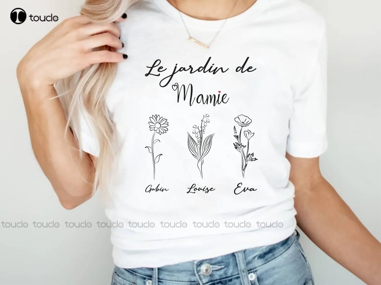 Teeshirt Blanc Personnalisé Fleur Le Jardin De Mamie Cadeau Personnalisé Fete Des Grands Mères Fleur Du Mois Custom Gift Xs-5Xl