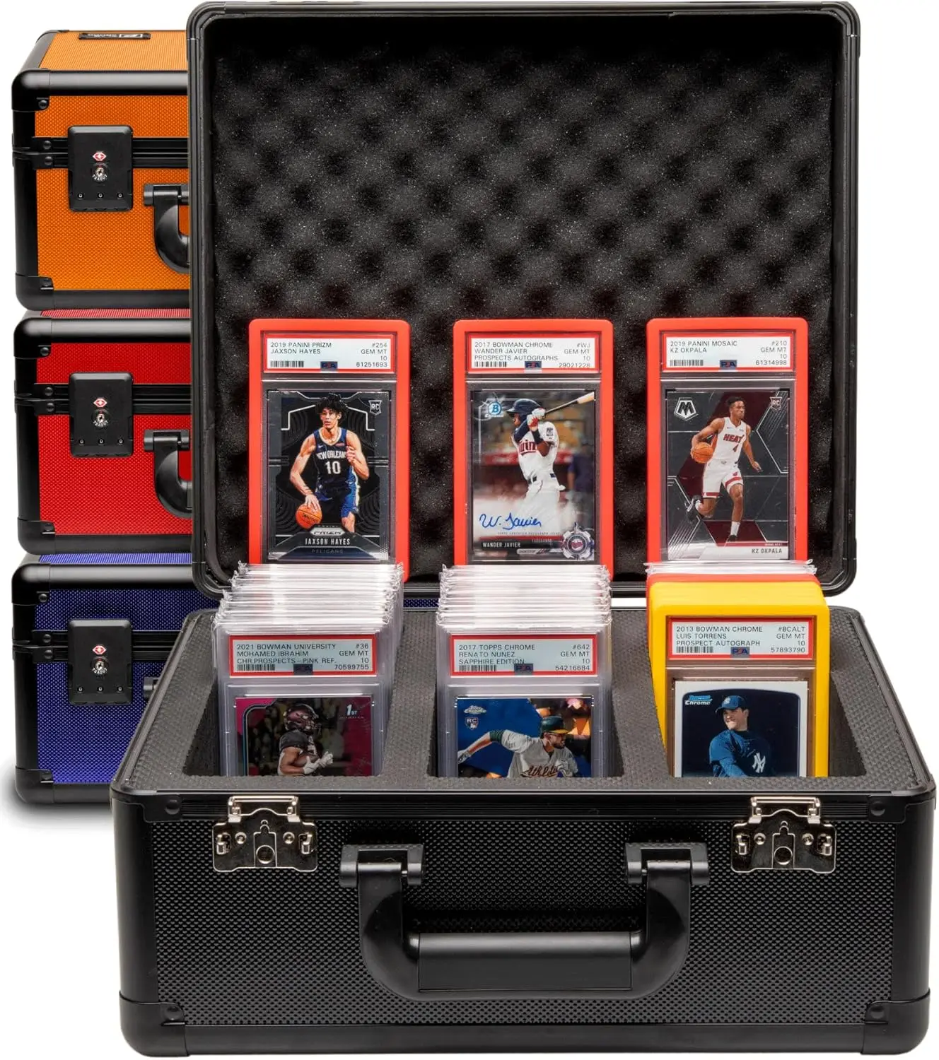 

Graded Card Storage Box PSA Slab Case Hold 120+ Slabs TSA Lock for Sports Baseball Card Collector Gifts