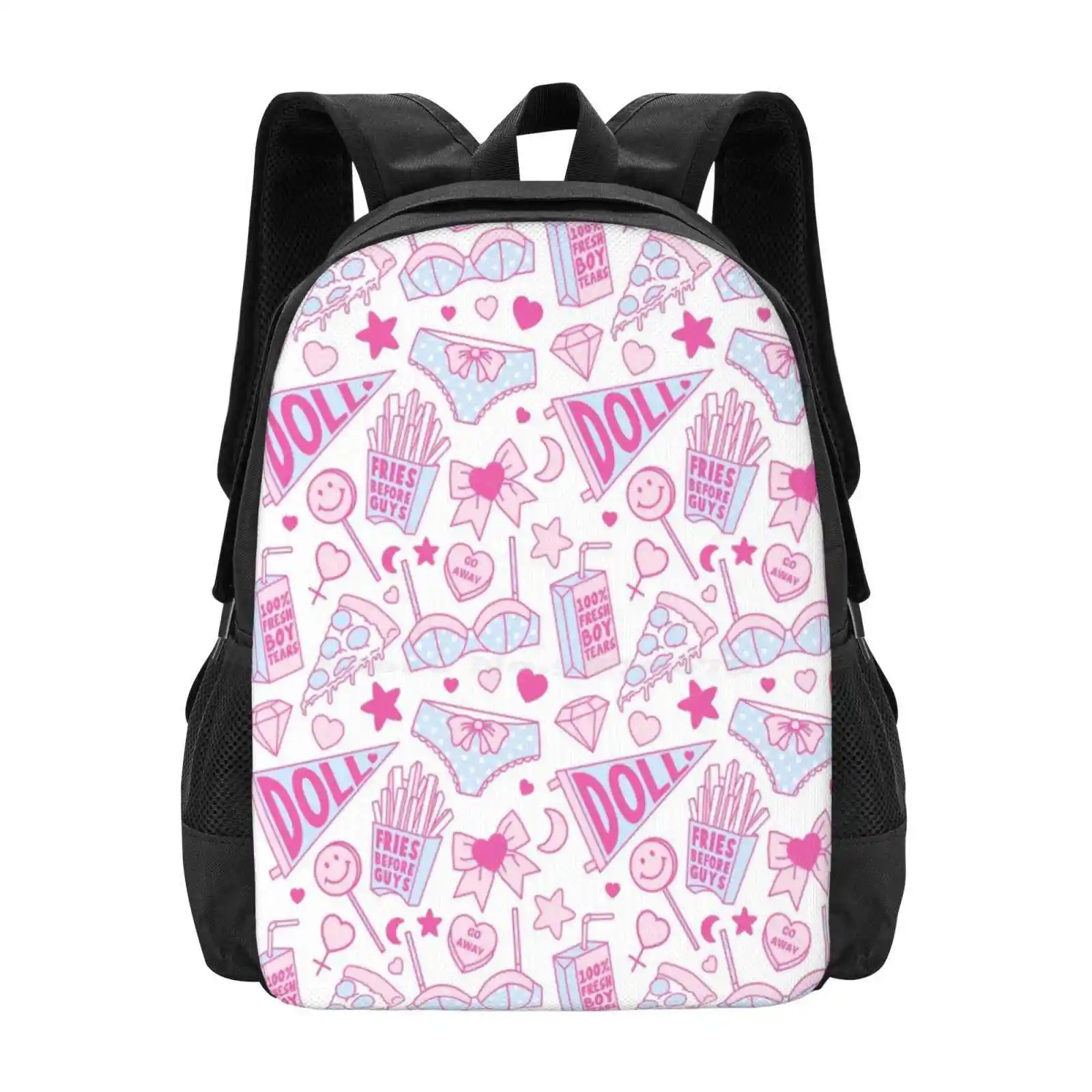 Sac à Dos d'École de Grande Capacité pour Fille, Accessoire pour Ordinateur Portable, Féminisme, Pizza, Bébé, Frites, Avant Guile, Garçon, Larmes, Girly