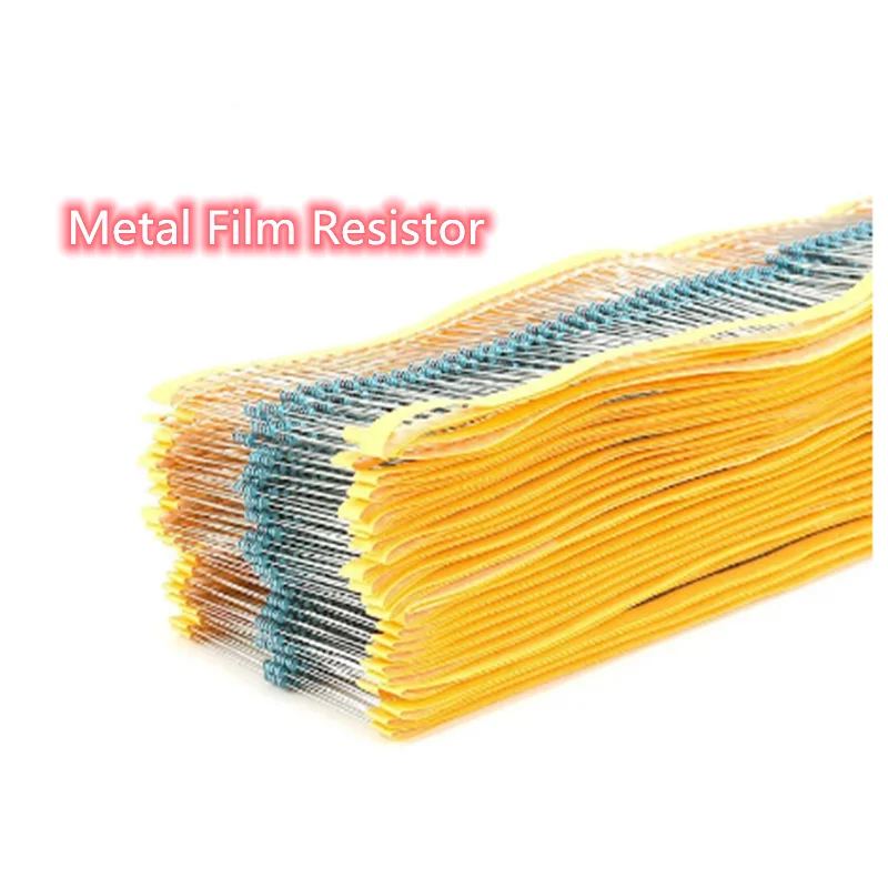 100 Pcs 1/2W 1% Metal Film Resistors 1ohm - 1M ohm 1/2 Watt 0.5 W High Precision MF Fixed Resistance 1K 10K 47K 100K 4R7 2K2 2R2