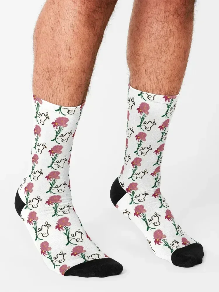 Pink Flower Socks funny gifts heated moving stockings summer Socks For Man Women's