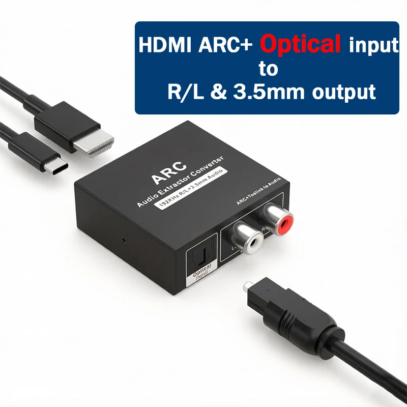 192KHz ARC Audio Extractor DAC Adapter HDMI ARC SPDIF Optical or Coaxial to 3.5mm L/R Stereo Digital to Analog Audio Converter view 5
