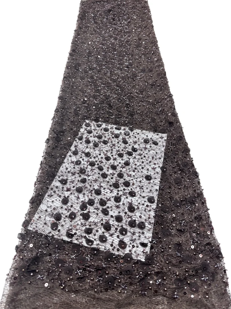 

Luxury French Sequins Mesh Lace Fabric High-End Handmade Beaded for Wedding Latest African Lace Fabric