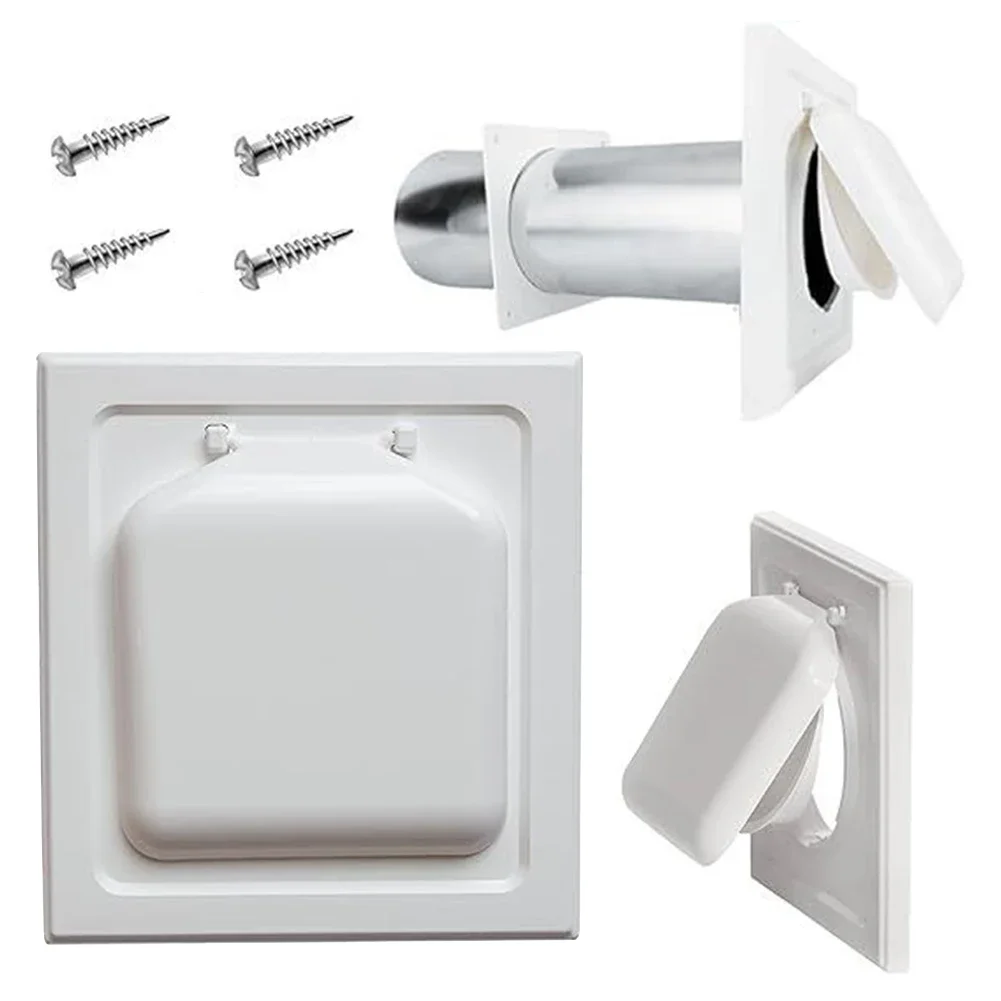 Dual Door Dryer Vent Cover, Outdoor Dryer Vent Duct Tube & Trim Ring, Highest UV Resistant Plastic in any Vent Cover