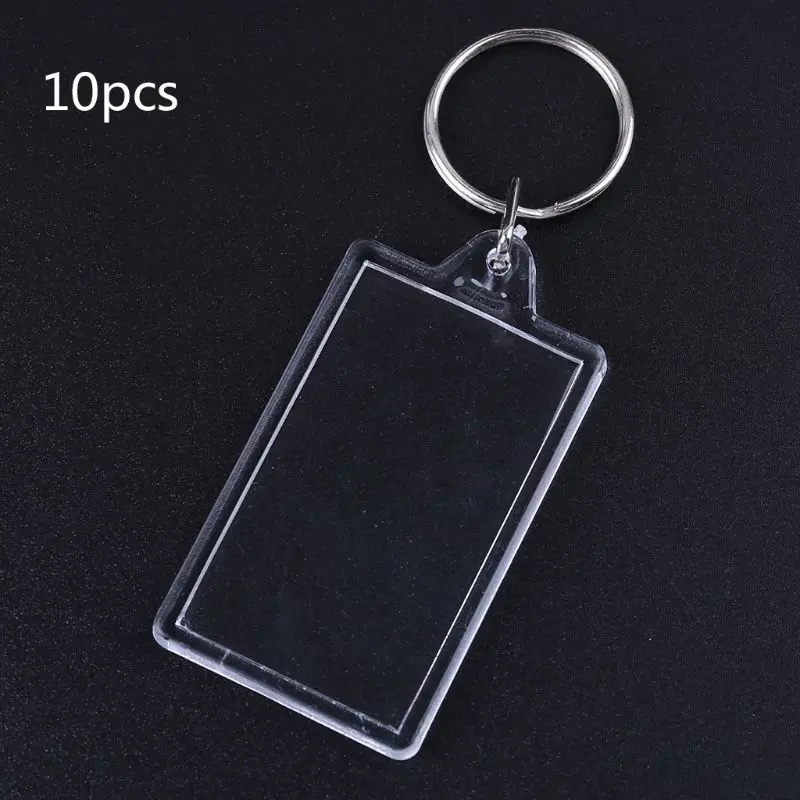 10Pcs Picture Blank Keyrings Transparent Acrylic Key Chains Insert Your Photo