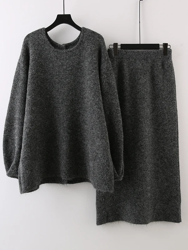 

Laid-ba Sle Knitted Sweater Set plus Size Women Early Autumn 2025 New Arrival Bubble Sve High Elastici Warm Thiened