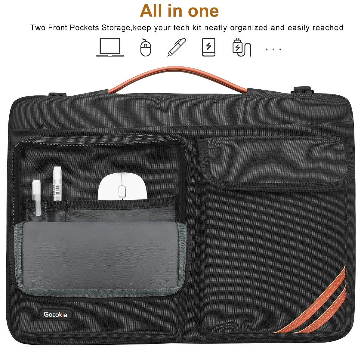 Imagem -02 - Proteção de 360 Graus 15.6 Polegada Portátil Case Maleta Multi-bolso Portátil Manga Bolsa do Mensageiro Portátil à Prova Impermeável Água Leva o Bolsa