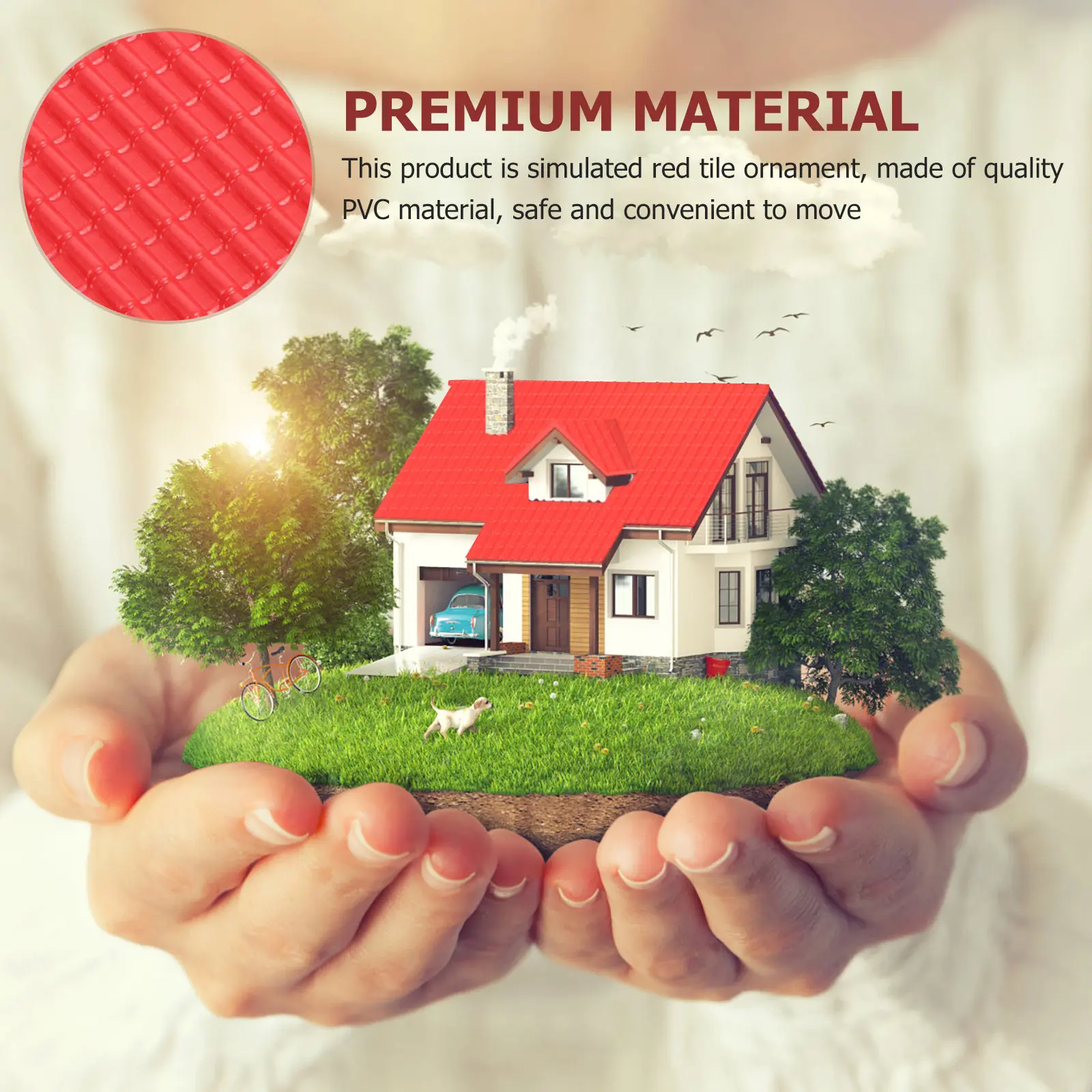 

3Pcs Simulation Red Tile PVC Roof Tile Decor DIY Sand Table Micro Landscape Ornament Garden Scene Decoration Sand Table Ornament