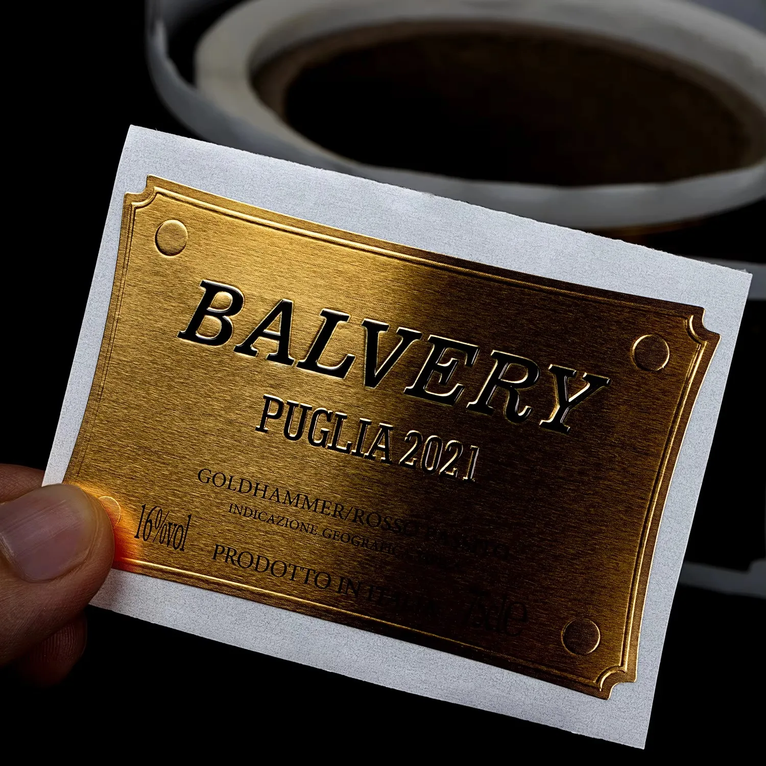 ملصقات ورقية معدنية منقوشة برقائق ذهبية | ملصقات مخصصة لزجاجات النبيذ والبيرة | ملصقات لاصقة للتغليف الراقية #4