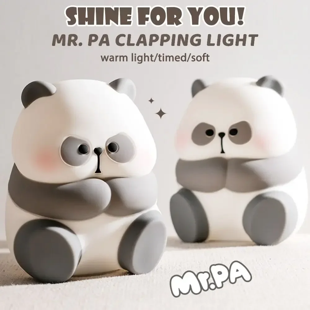 Recarregável Cartoon Panda LED Night Light, Lâmpada De Silicone, 3 Modos, Dimmable Timing Função, Mesa, Decoração De Cabeceira, Presente De Aniversário