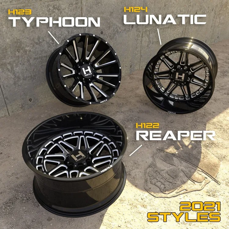 20 22 24 Inch Hostile Style Off Road Wheels for Jeep Wrangler Ford Raptor Isuzu JMC Yusheng 4x4 Rims