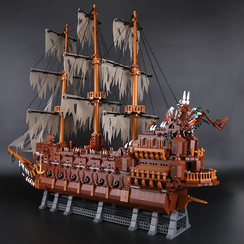 Flying Dutchman Boat Netherlands Ship 16016 Creative Caribbean Pirates Set Building Blocks Bricks Model Boat Birthday Toy Gift