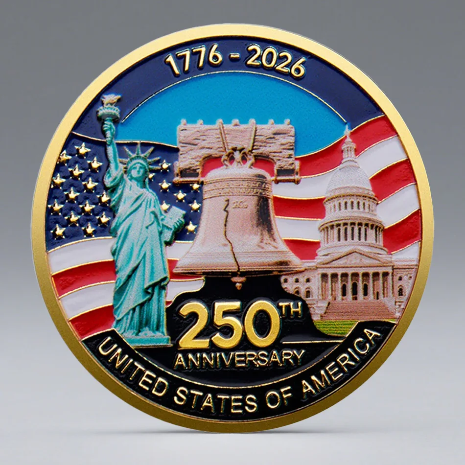 Gold Plated United States of America Liberty Bell Souvenir Coin 1776-2026 250th Anniversary Collectible Coin