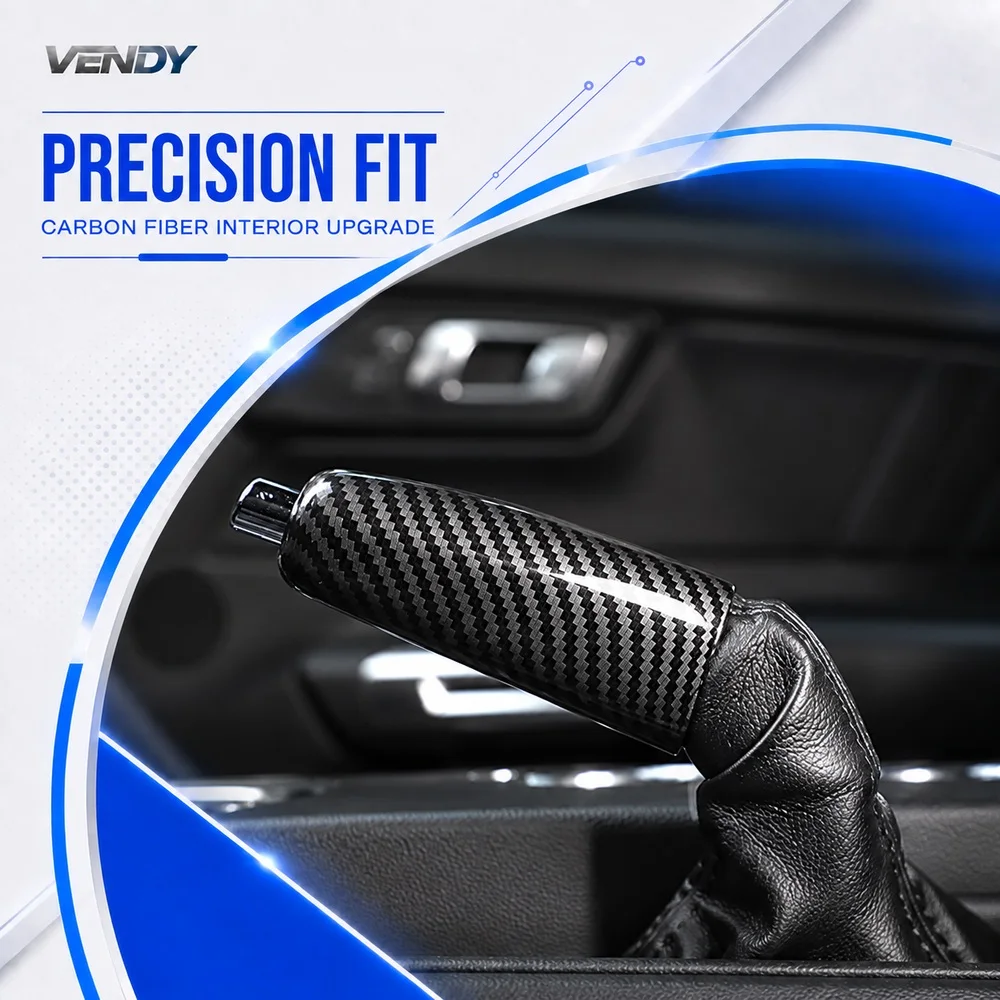 Real Carbon Fiber For Ford Mustang 2014-2021 Handbrake Cover & Gear Shift Lever Shell Cover Trim Modified Parts Accessories
