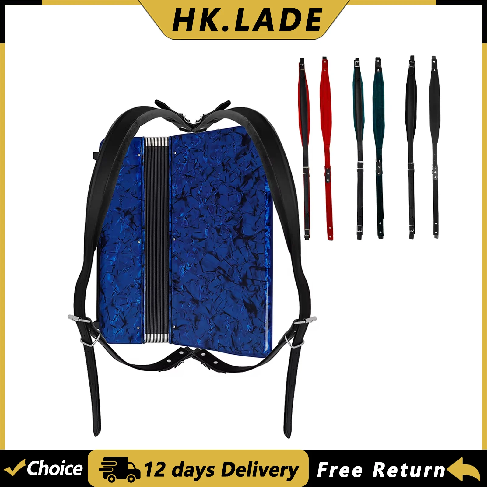 HK.LADE Akkordeongurt 16–120 Bass-Akkordeongurt, verstellbarer Schultergurt aus weichem Samt, Zubehör für Tastaturinstrumente