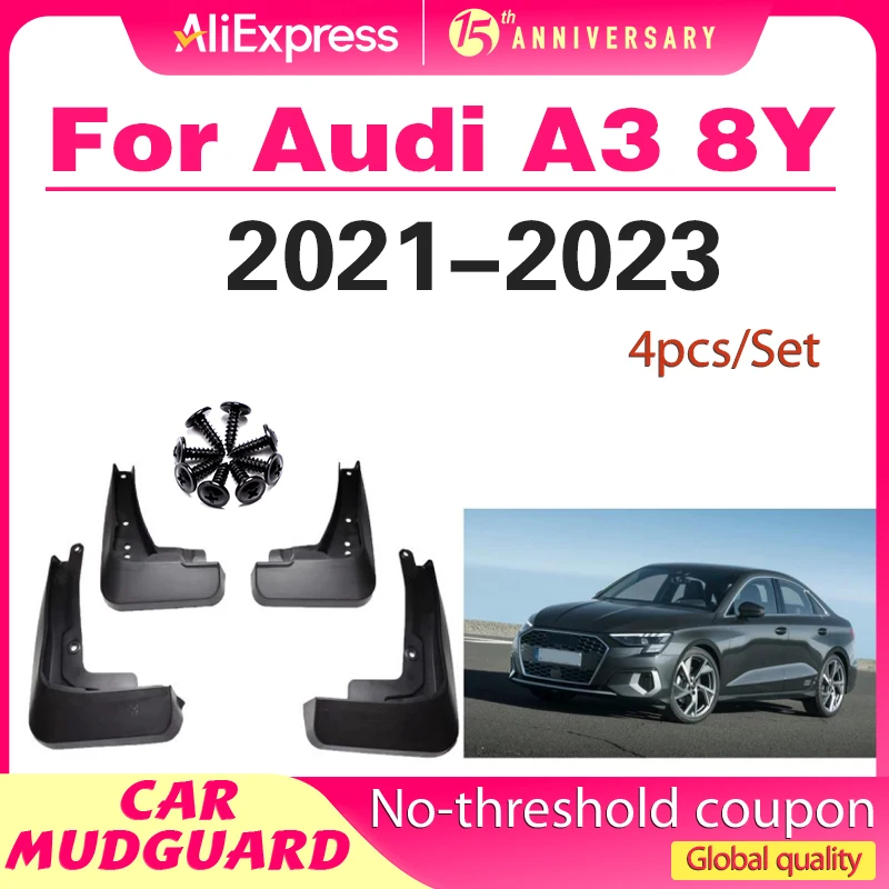 

TONLINKER Mudguard For Audi A3 8Y 2021 2022 2023 Sportback Sedan Mud Flaps Car Mudguards Splash Guards Fender Mudflaps 4Pcs