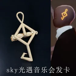 Sky Children of The Light Hair Jewelry Musical Note Hair Accessories for Women Concert Hair Clip Gold Color Cos Anime Girl Gift