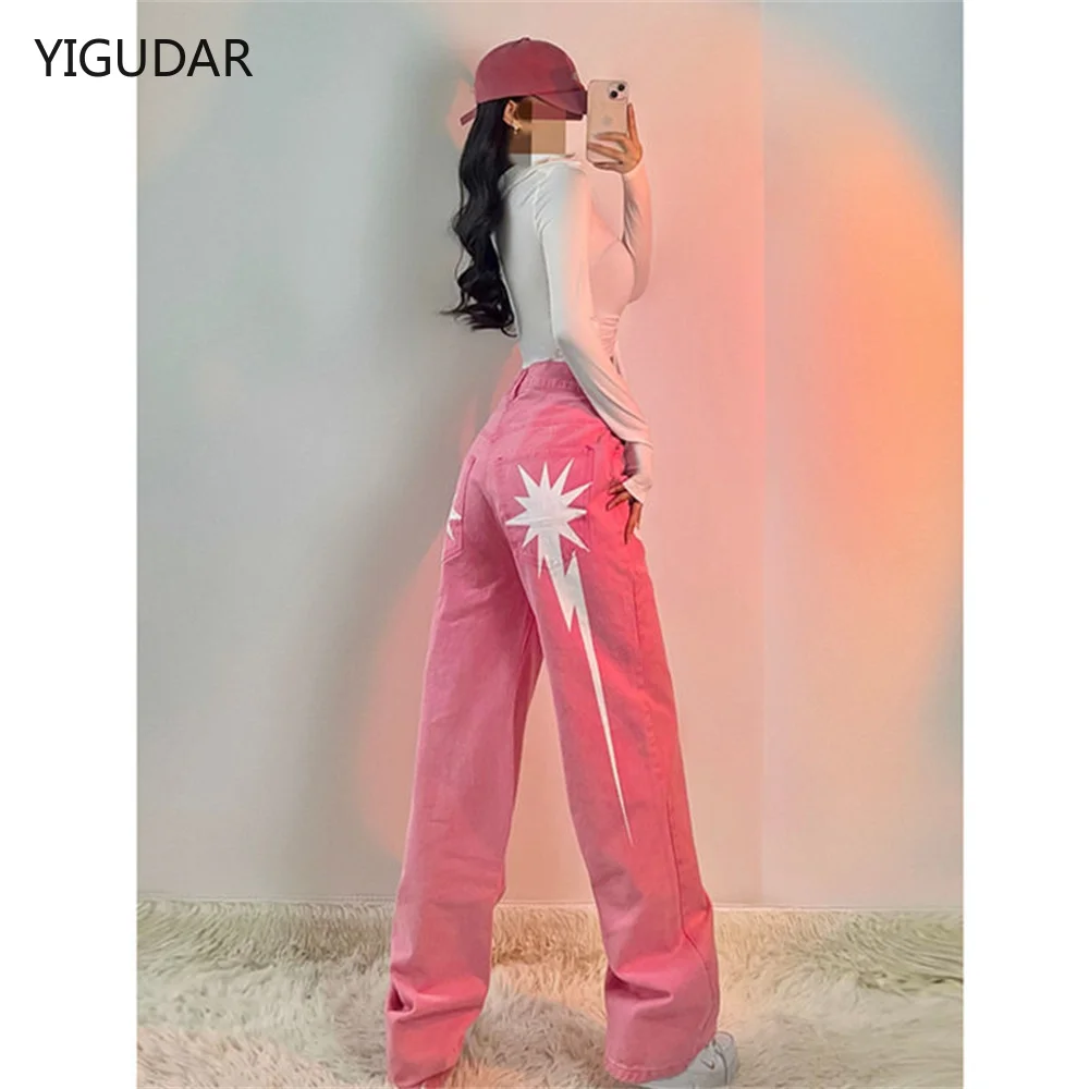 

Pink jeans Woman Jeans High Waist Clothes Wide Leg Denim Clothing Streetwear Vintage Quality 2022 Fashion Harajuku Straight Pant