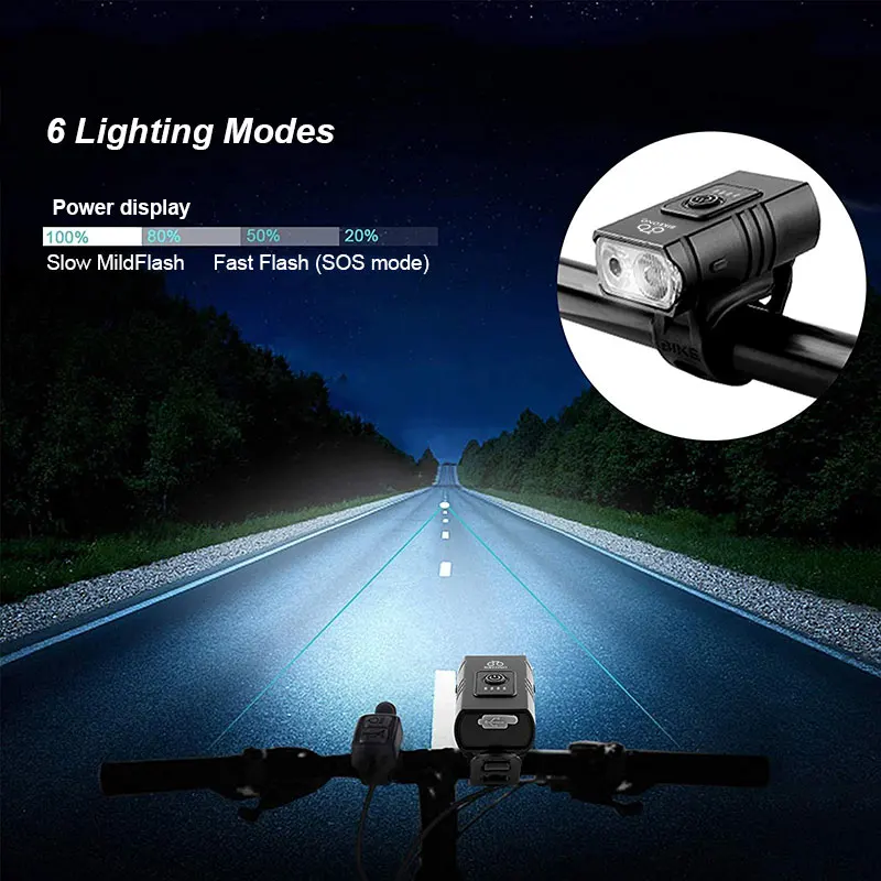 Bike Light USB Rechargeable MTB Front Lamp Headlight Flashlight Bicycle Lighting Flashlight LED Bike Accessories Taillights