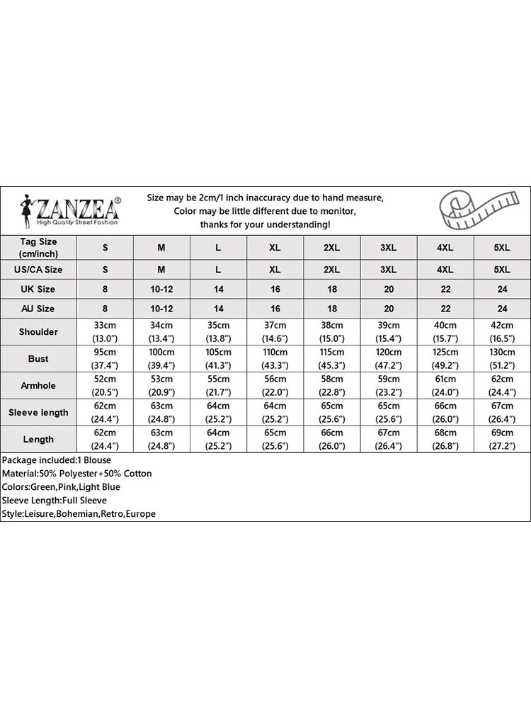 ZANZEA بلوزات نسائية غير رسمية مطبوعة بالورود لخريف 2025 رقبة دائرية وأكمام طويلة منتفخة بلوزات عطلة القماش القطني المرقعة