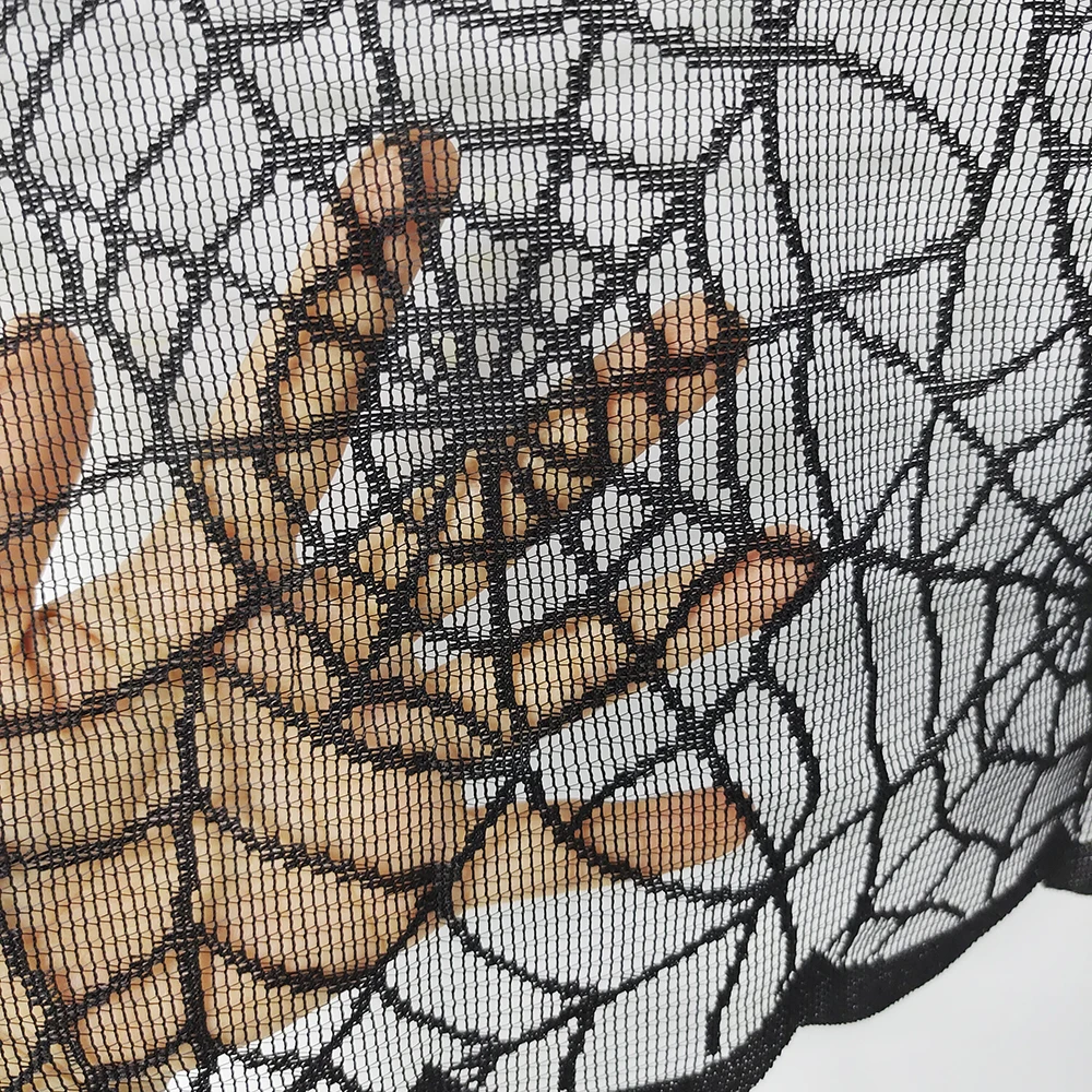 هالوين أسود الدانتيل الجدول عداء ، مفرش المائدة لحفلة الهالوين ، شبكة الديكور ، وشاح ، شبكة العنكبوت ، الرعب ، الدعائم المنزل #6