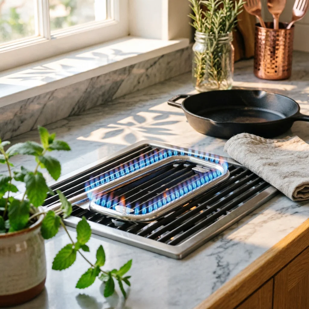 Gas Grill Burner Tube Heavy-Duty Rectangular-Loop Burner Tube Outdoor Cooking Part Easy to Install Even Heat Distribution