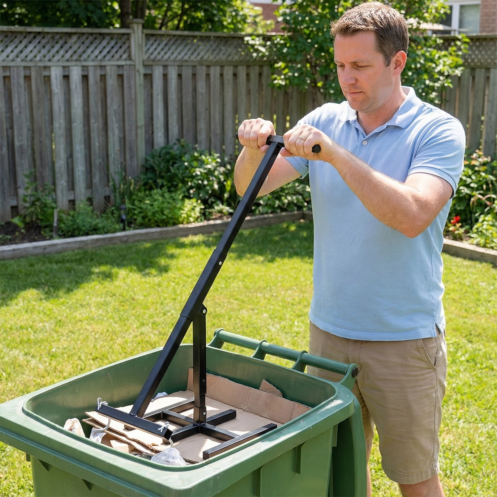 

Manual Waste Compactor Adjustable Waste Recycling Manual Tools Multi-Purpose Household Garbage Can Booster for 120-660L Bins