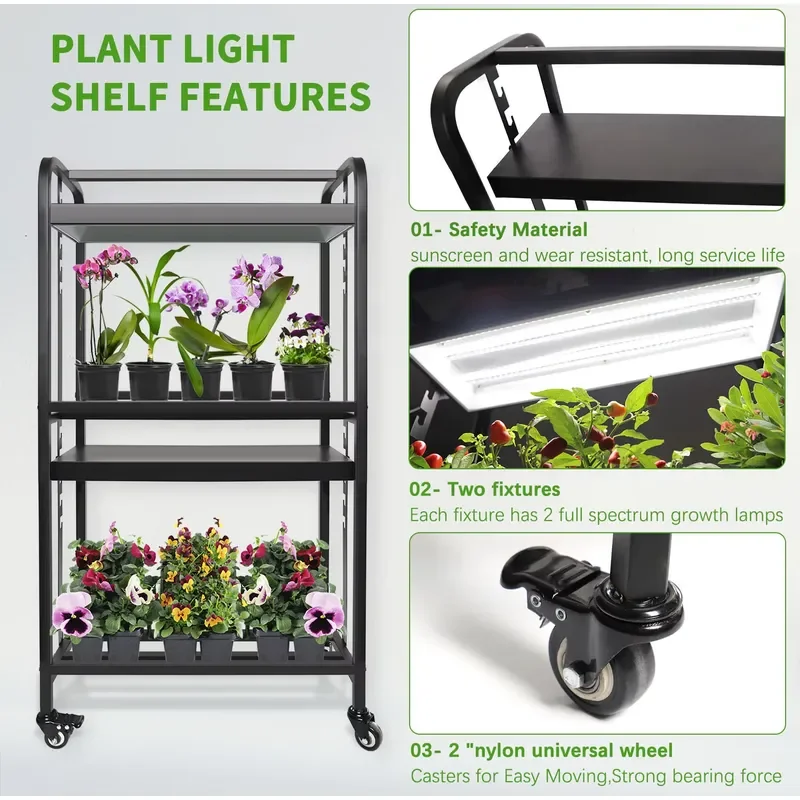 High Performance Indoor Home Garden Vertical Adjustable Height Plant Flower Microgreen Vegetable Stand with Grow Lights