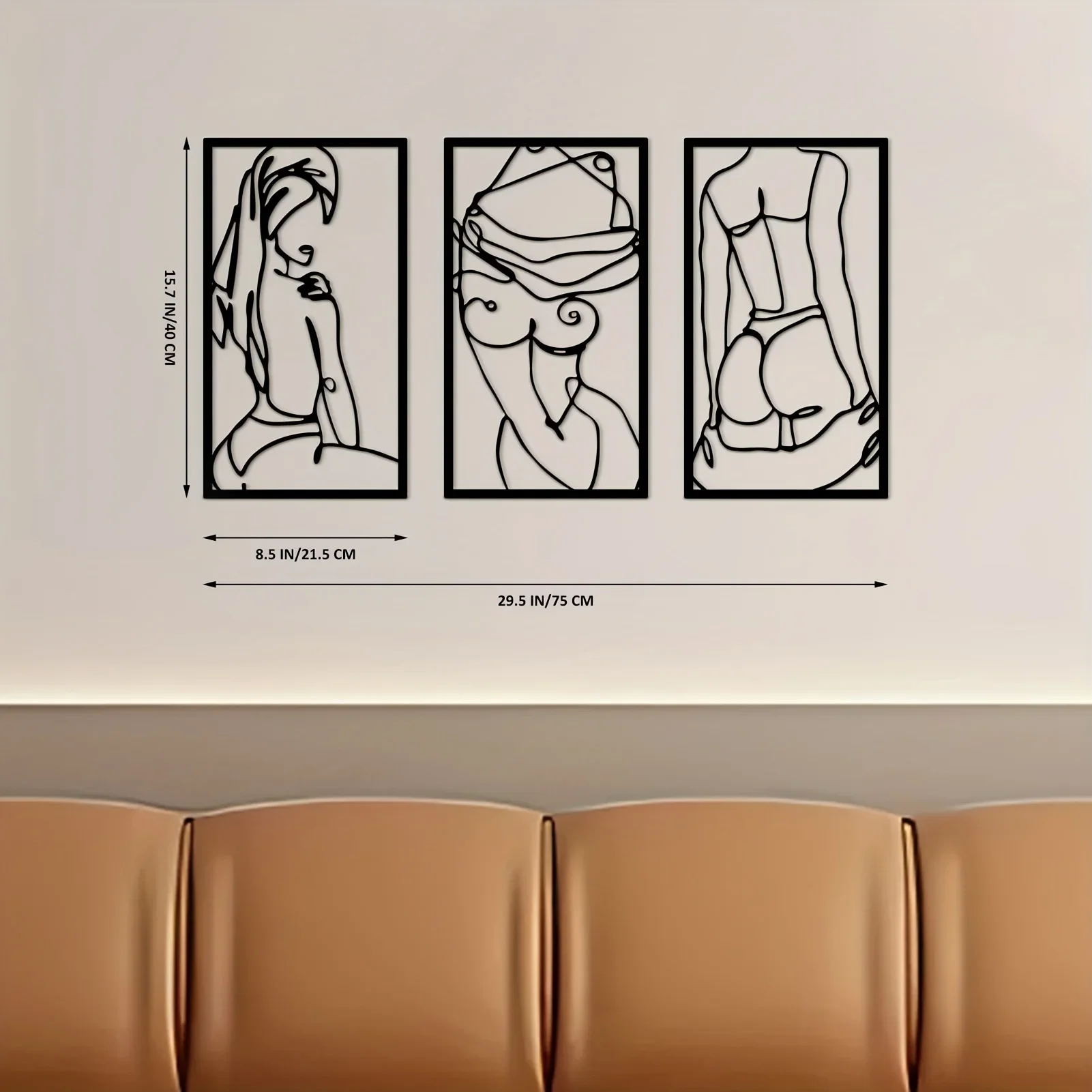 현대 미니멀리스트 벽걸이 장식, 추상 라인 아트 벽 장식, 라인 드로잉 금속 벽, 여성 바디 모양 아트 프린트 장식, 3 개