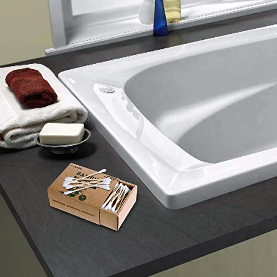 ไม้พันหูแบบฝ้ายผสมไม้ไผ่ 1000 ชิ้น หัวพันหูสองชั้น ไม้พันหูจากไม้ไผ่ ออร์แกนิค ปลอดภัย สำหรับทำความสะอาดหู ผิวหนัง เครื่องประดับ งานศิลปะ และทำความสะอาดสัตว์เลี้ยง