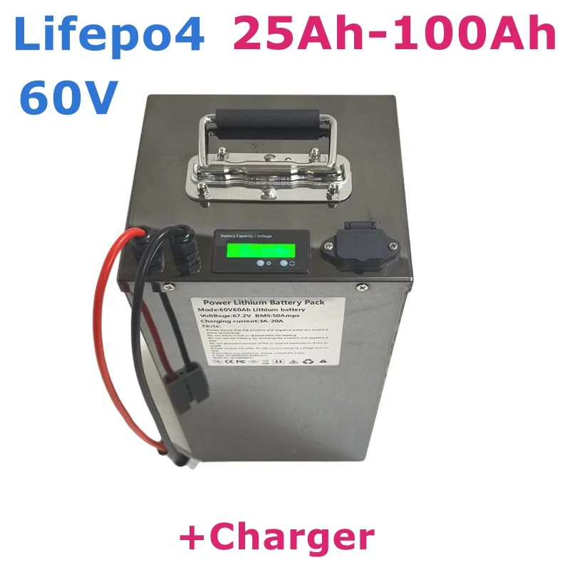 100Ah 60V 60Ah 80Ah 30Ah 60V 40Ah 150Ah 120Ah lifepo4 batería de litio con Bluetooth APP BMS para Scooter barco + cargador