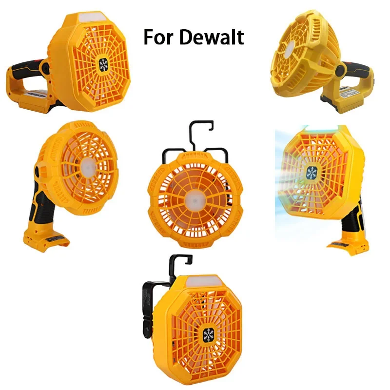 Portable Camping Fan For Dewalt DCB200 DCB183 14.4V-18V Lithium Battery With 3W Lamp FC103 FC104 FC105 FC106 FC107 FC108