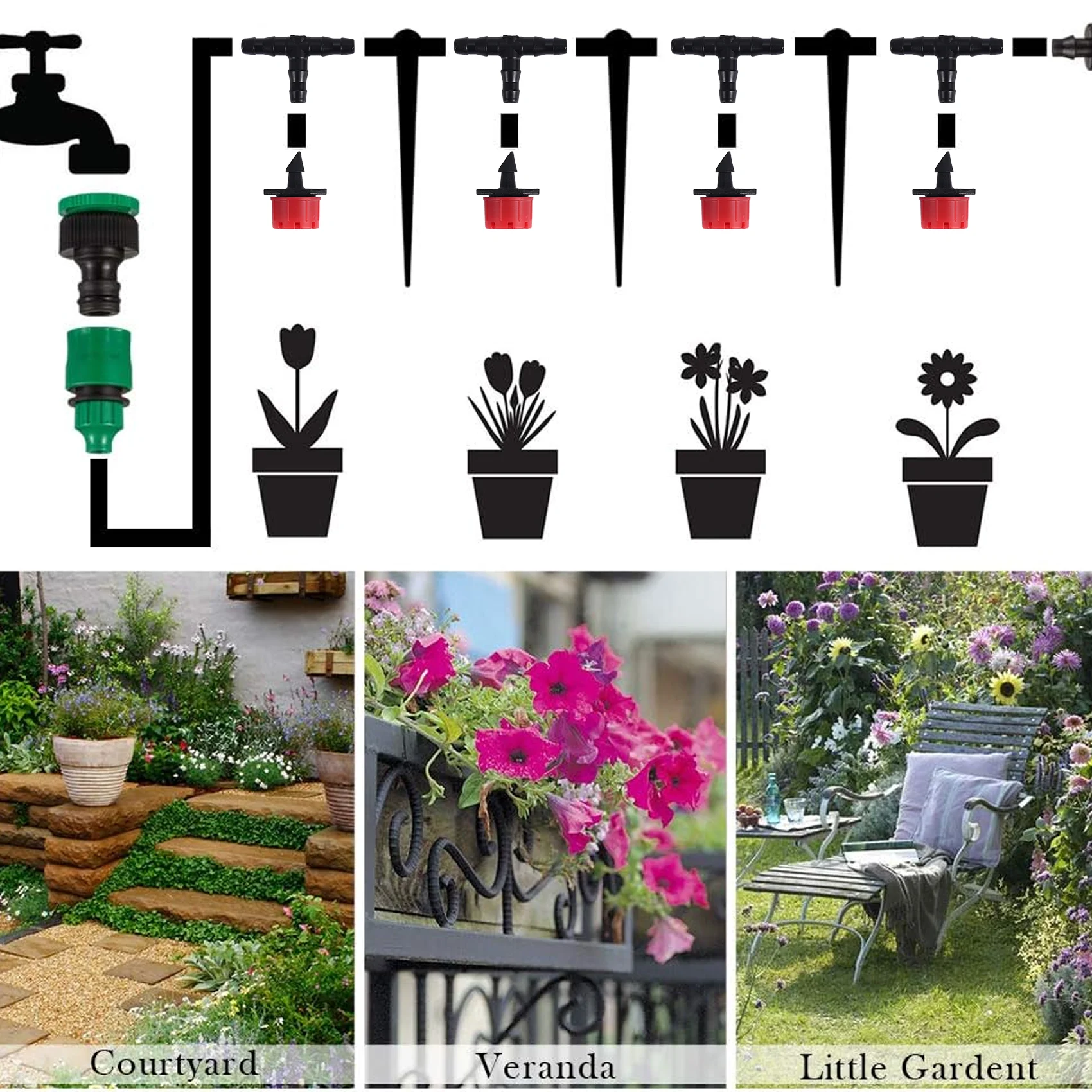 PORK-200 Adjustable Irrigation Drippers With Drip Irrigation Kit For Garden Watering Fitting