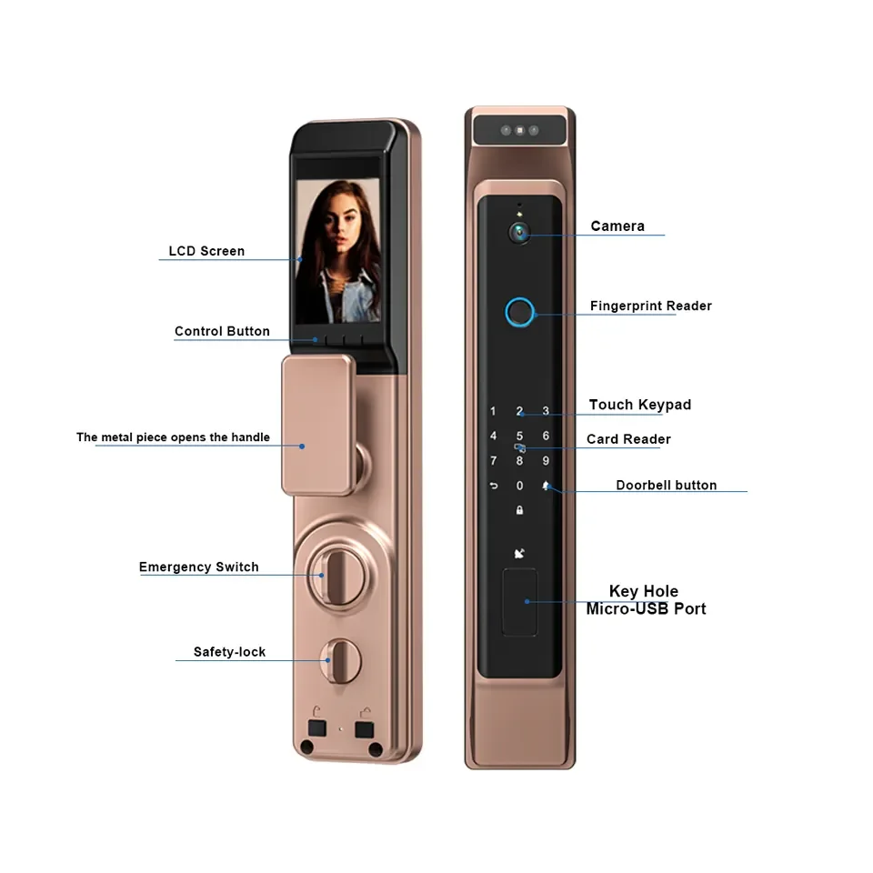 New TTLock APP 3D Face Recognition Smart Door Lock Camera Digital Fingerprint Password IC Card Code Keypad Electronic Door Lock