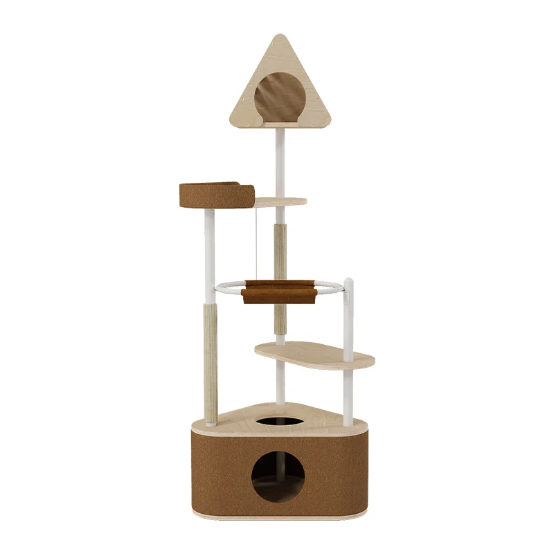 Nordic Cat Climbing Frame Solid Wood Small Cat Scratching Board Integrated Does Not Occupy A Modern Sisal