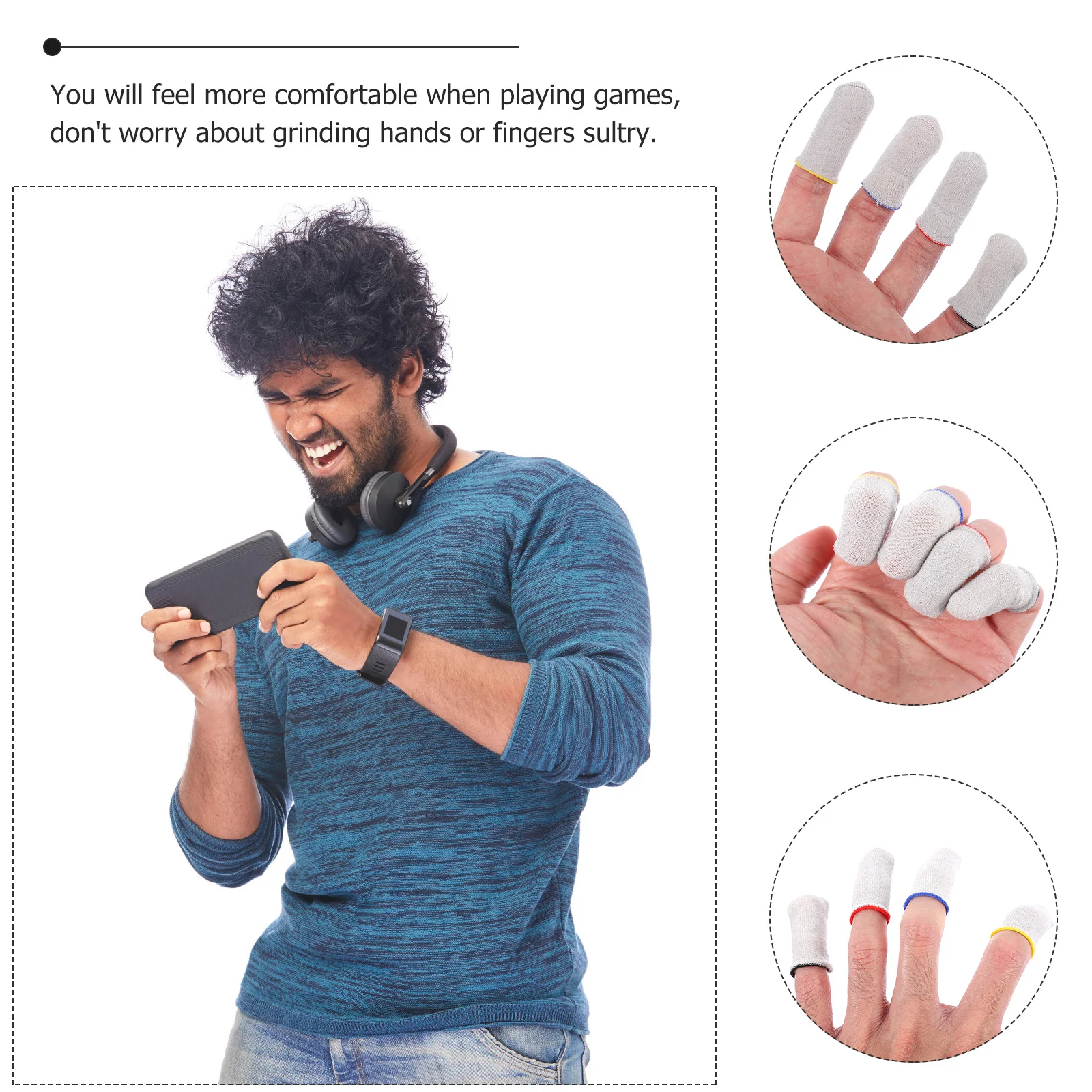 

4pcs Gaming Finger Sleeve Non-Slip Sweat-Resistant Lightweight For Mobile Game Controller Comfortable Fit Long Sessions Phone