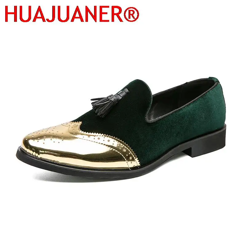 

Luxury Brand Green Suede Golden Tip Loafers Men Tassel Slip-on Soft Leather Walking Men Shoes Casual Shoes Nubuck Leather Shoes