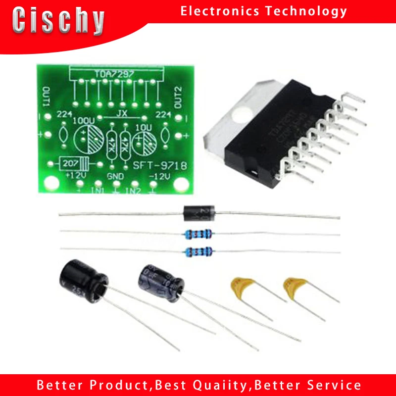 1pcs/lot TDA7297 amplifier board spare parts dc 12v grade 2.0 dual audio encoding 15w electronic diy kit