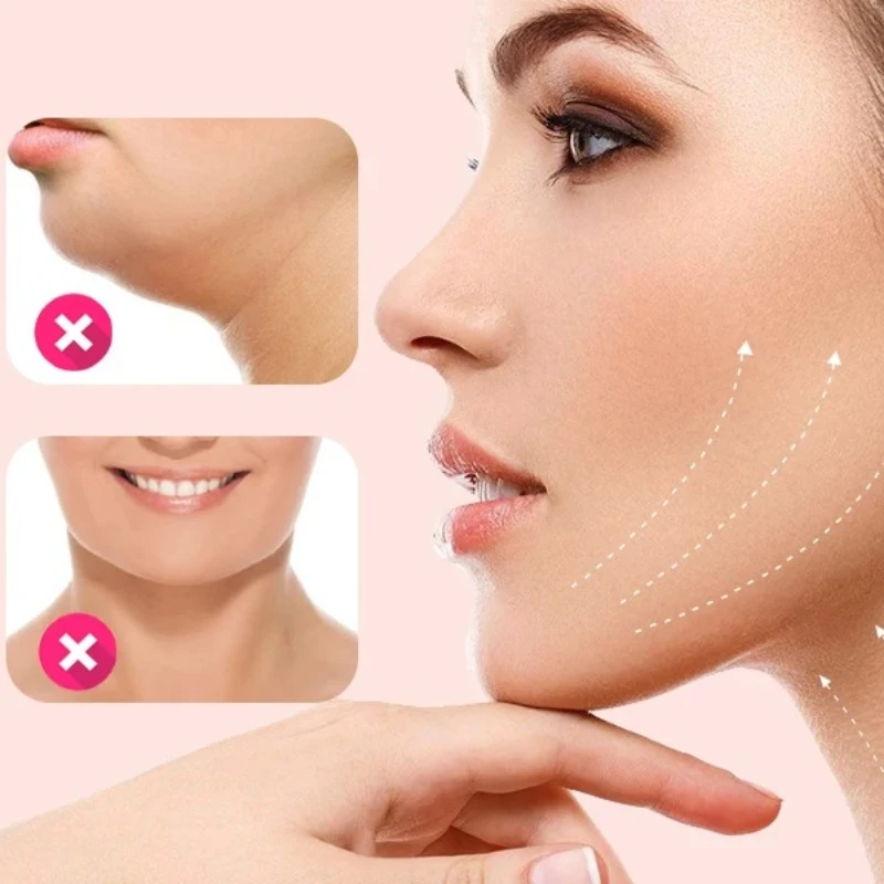 Cinghia per il viso riutilizzabile, maschera a V, doppio riduttore per il mento, cerotto per il mento, cinturino per il mento, cintura a V, maschera per il viso a forma di V per cedimenti