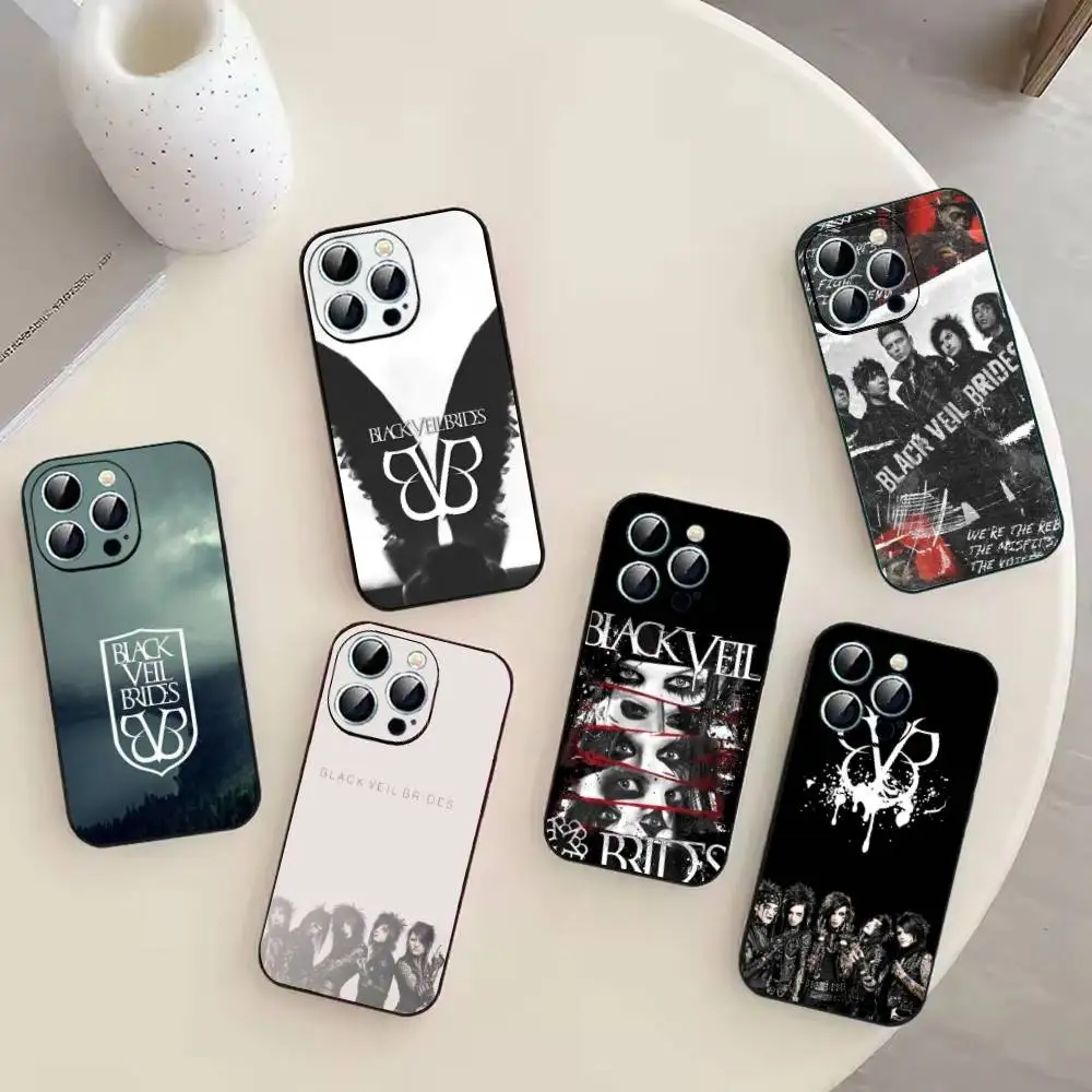

Band B-Black V-Veil Brides Phone Case Silicone Soft For IPhone 17 16 15 14 13 12 11 X XR Plus Pro Max Plus